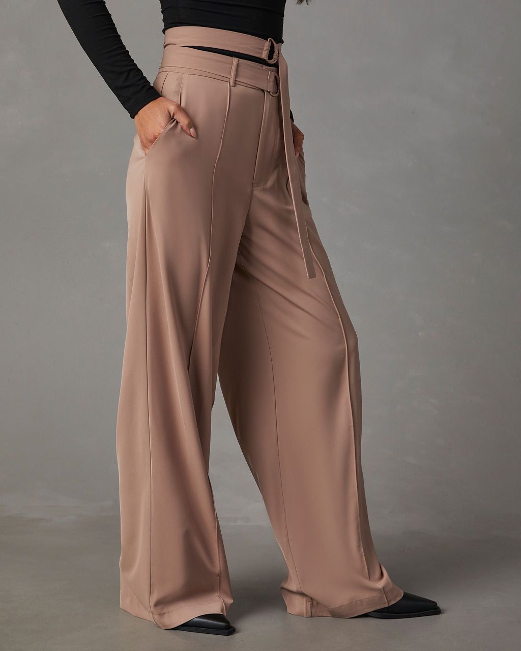 Juliana Double Belted Trouser Pants - Taupe sold by Vici product image thumbnail 3
