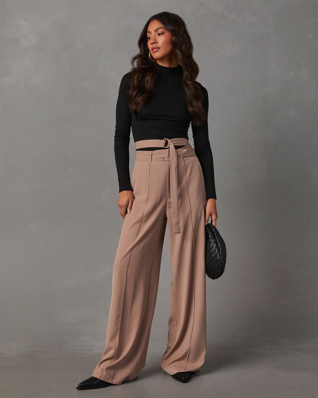 Juliana Double Belted Trouser Pants - Taupe sold by Vici product image thumbnail 6
