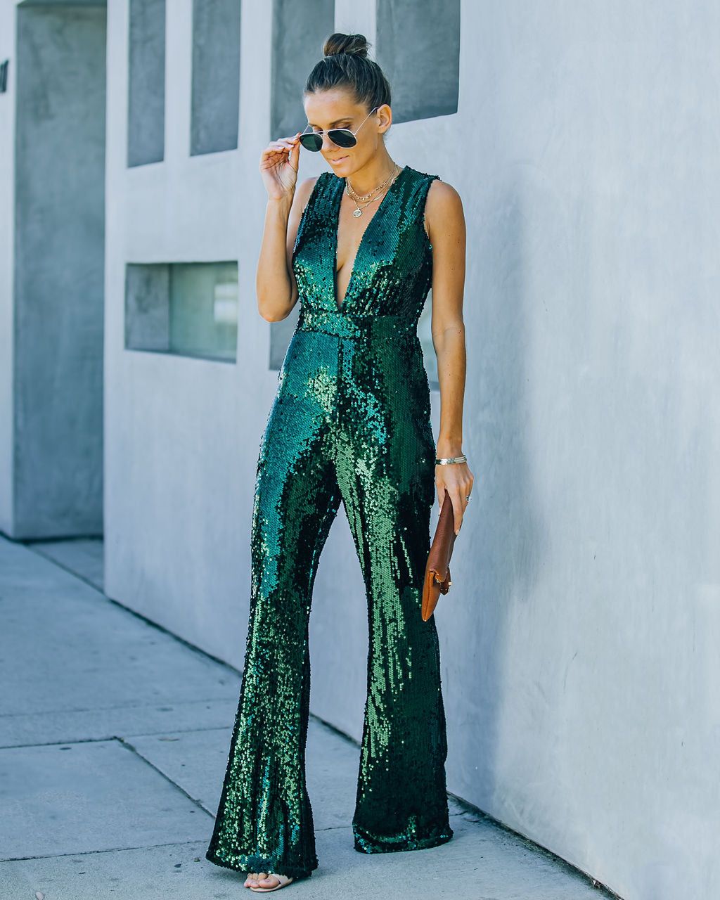 Dancing On Air Sequin Jumpsuit - Forest Green - FINAL SALE sold by Vici product image thumbnail 9