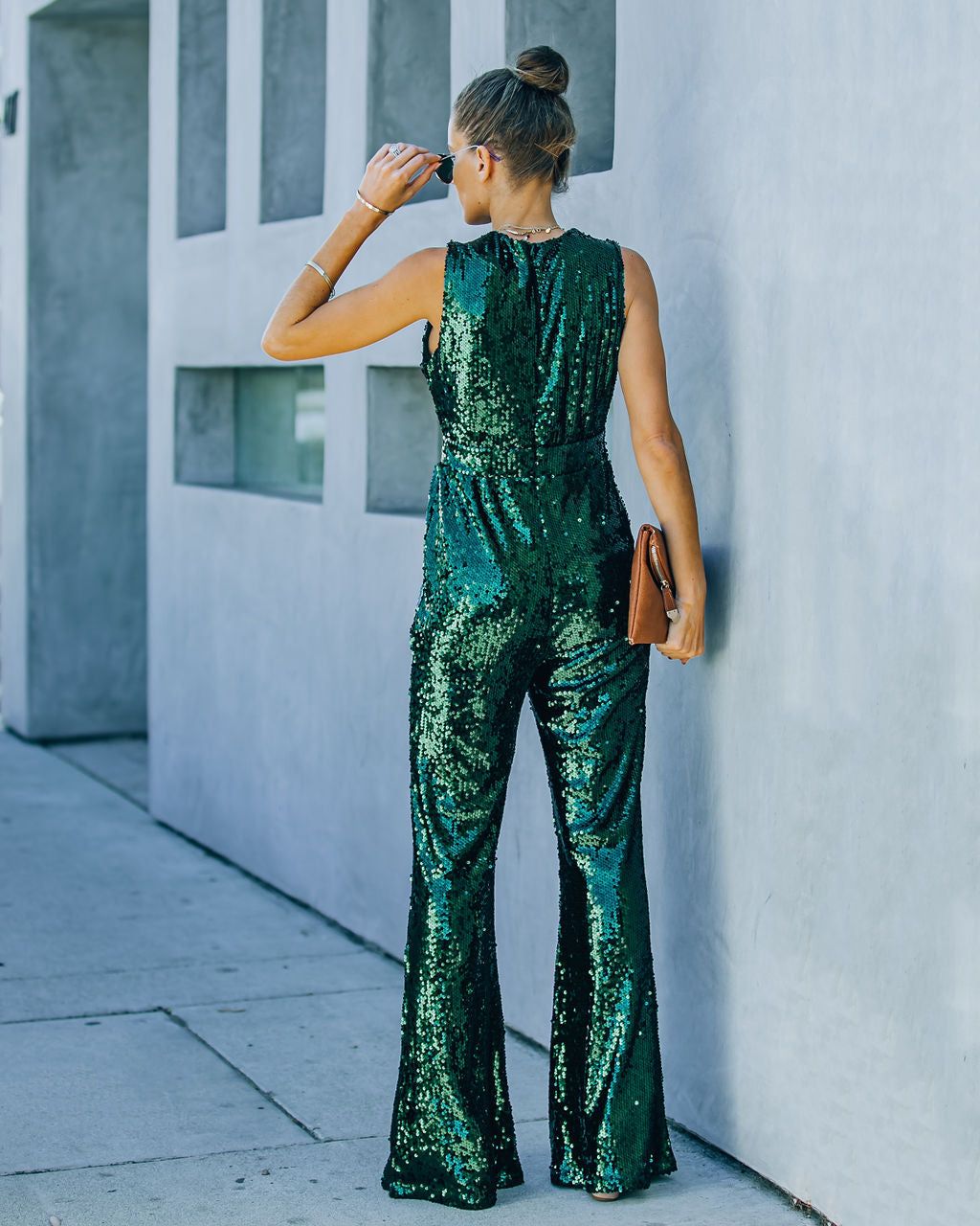 Dancing On Air Sequin Jumpsuit - Forest Green - FINAL SALE sold by Vici product image thumbnail 10