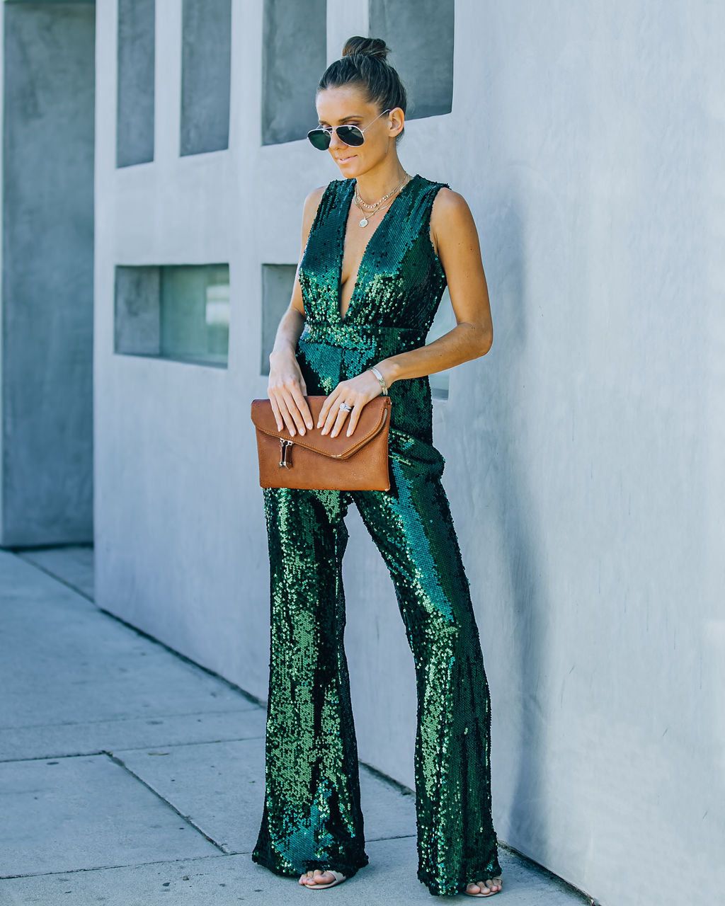 Dancing On Air Sequin Jumpsuit - Forest Green - FINAL SALE sold by Vici product image thumbnail 8