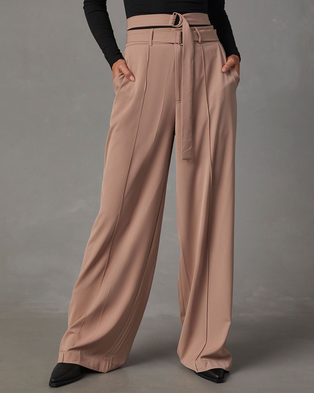 Juliana Double Belted Trouser Pants - Taupe sold by Vici product image thumbnail 2