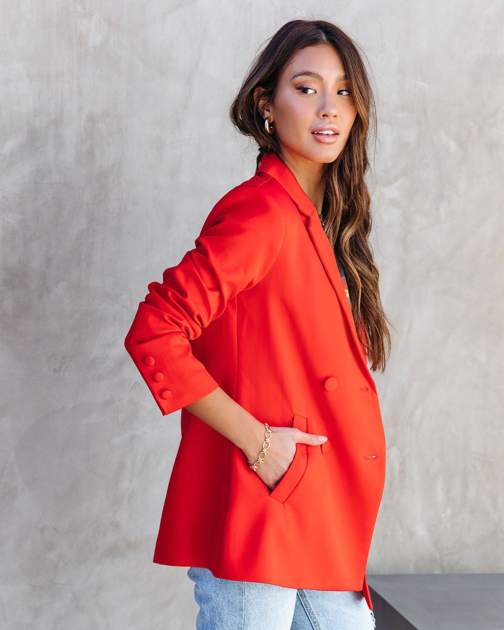 Miss Independent Double Breasted Pocketed Blazer - Red - FINAL SALE sold by Vici product image thumbnail 5