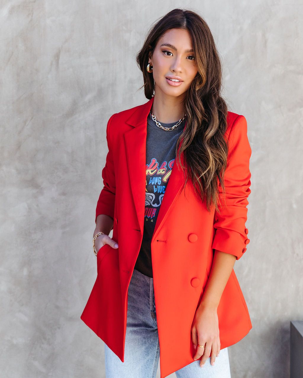 Miss Independent Double Breasted Pocketed Blazer - Red - FINAL SALE sold by Vici product image thumbnail 7