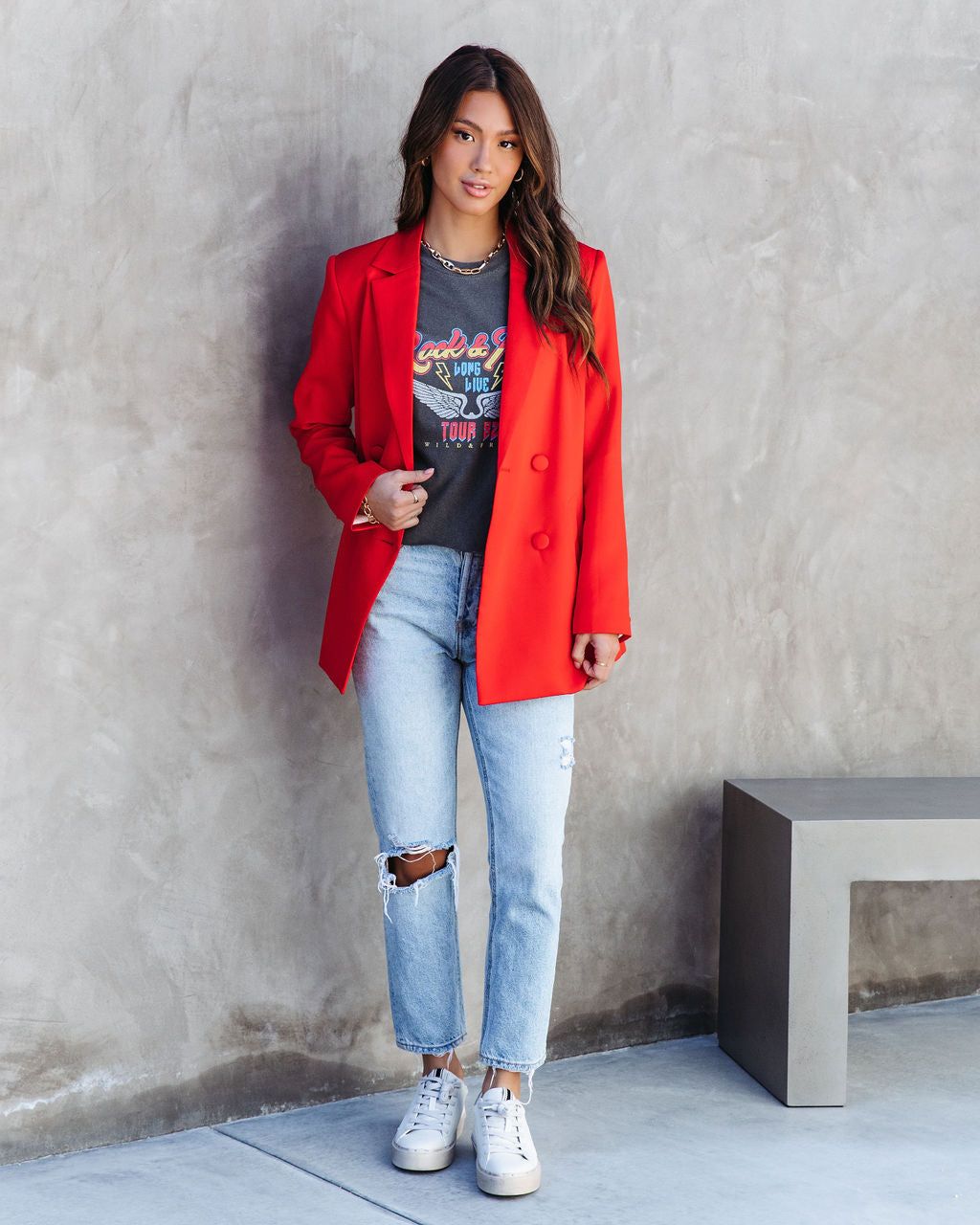 Miss Independent Double Breasted Pocketed Blazer - Red - FINAL SALE sold by Vici