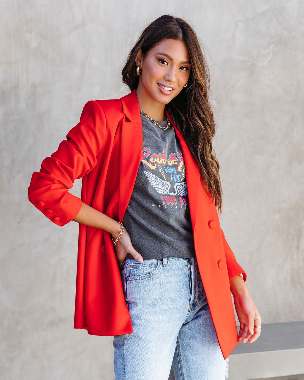 Miss Independent Double Breasted Pocketed Blazer - Red - FINAL SALE sold by Vici product image thumbnail 6