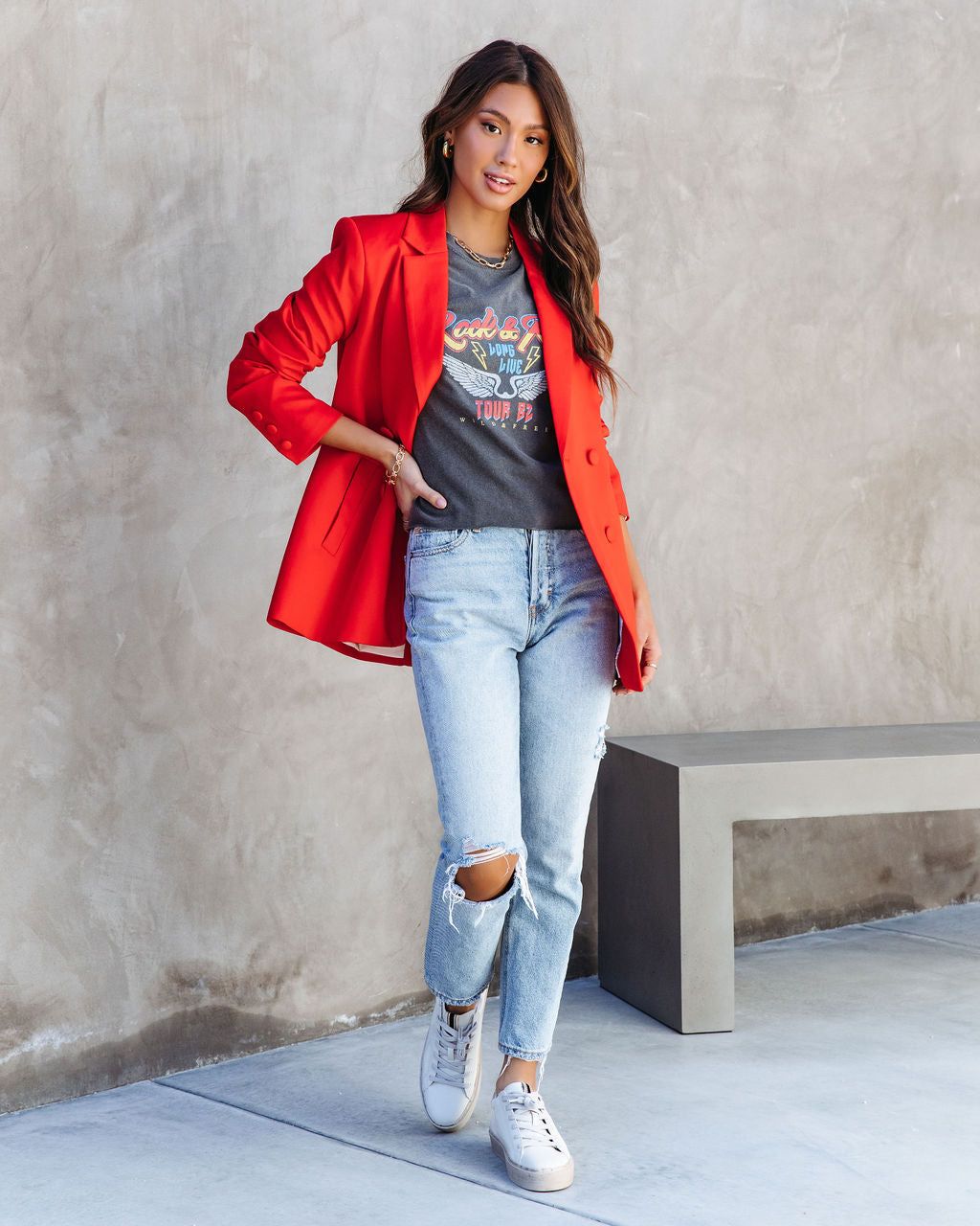 Miss Independent Double Breasted Pocketed Blazer - Red - FINAL SALE sold by Vici product image thumbnail 3