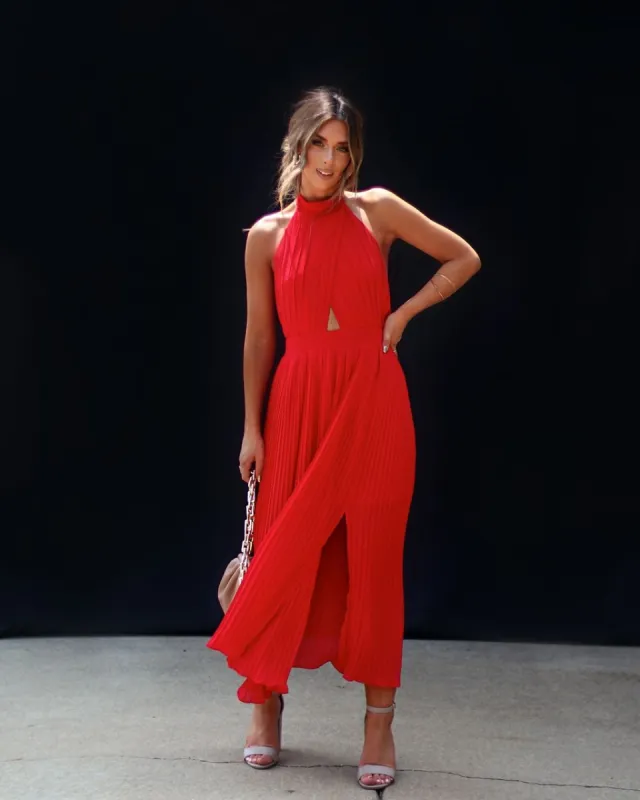 Belvidere Halter Maxi Dress sold by Vici