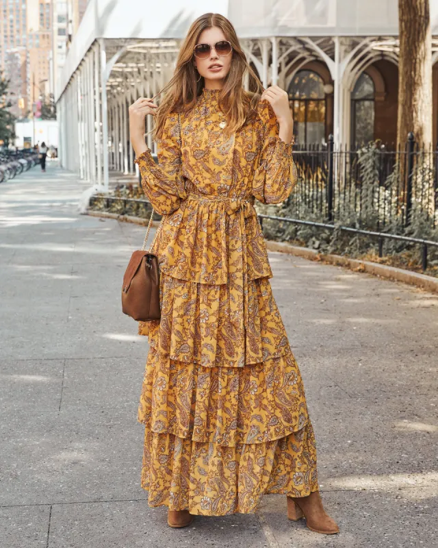 Callaghan Paisley Ruffle Tiered Maxi Dress - FINAL SALE sold by Vici