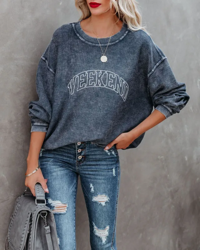 Worn Weekend Ribbed Cotton Pullover - FINAL SALE sold by Vici