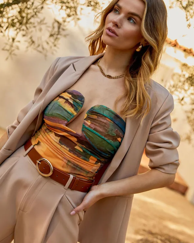 Jazlynn Strapless Ruched Cutout Bodysuit made by Vici