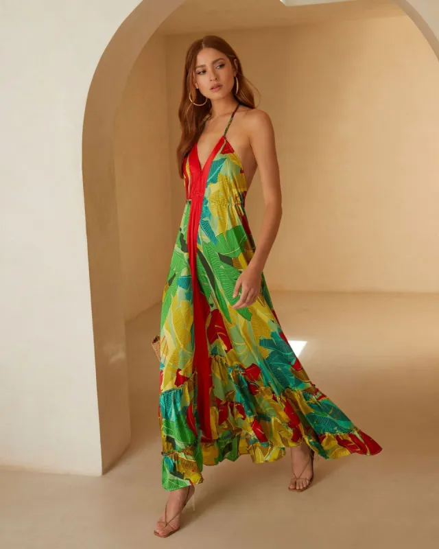 Mikayla Satin Open Back Maxi Dress sold by Vici