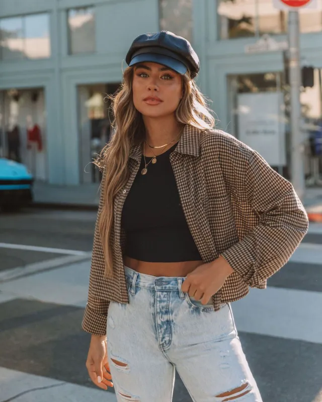 Noella Cotton Checkered Button Down Crop Top - FINAL SALE made by Vici