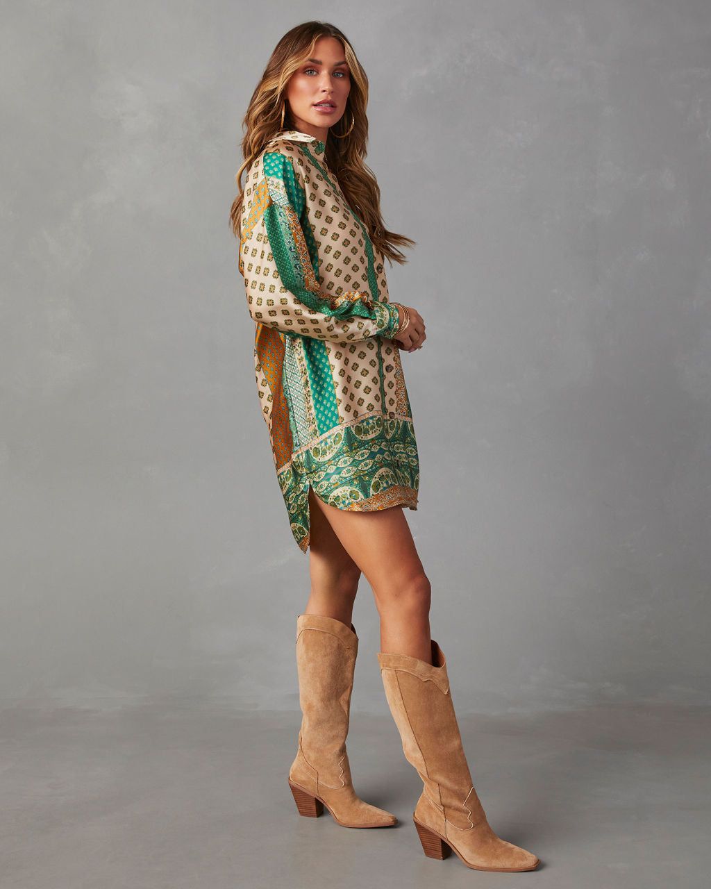 Tropical State Of Mind Button Down Shirt Dress sold by Vici product image thumbnail 3