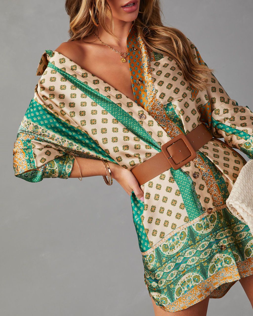 Tropical State Of Mind Button Down Shirt Dress sold by Vici product image thumbnail 2