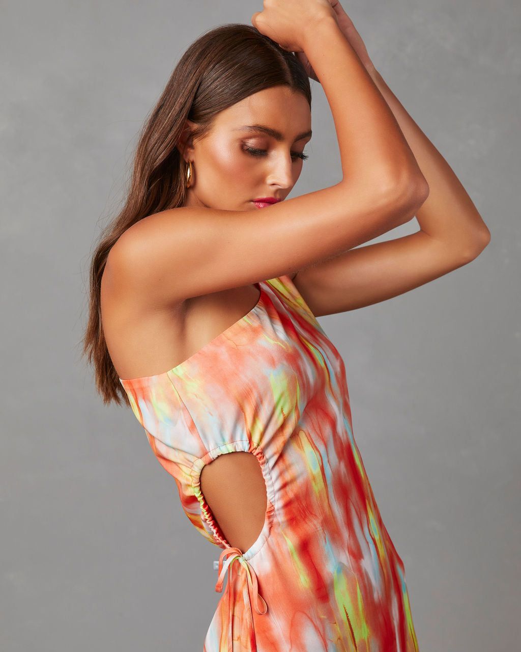 Finest Hour One Shoulder Maxi Dress - Orange/Multi - FINAL SALE sold by Vici product image thumbnail 3