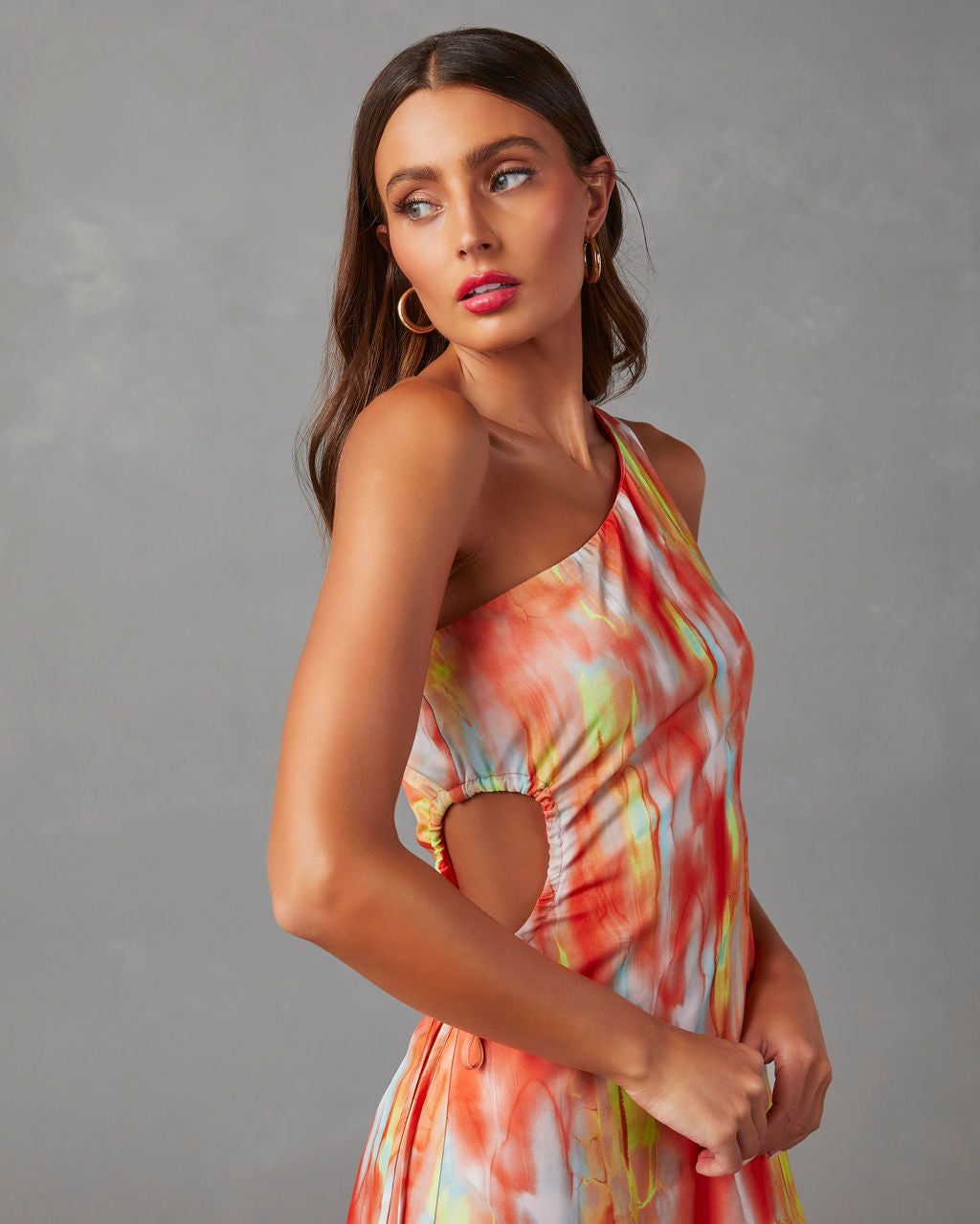 Finest Hour One Shoulder Maxi Dress - Orange/Multi - FINAL SALE sold by Vici product image thumbnail 5