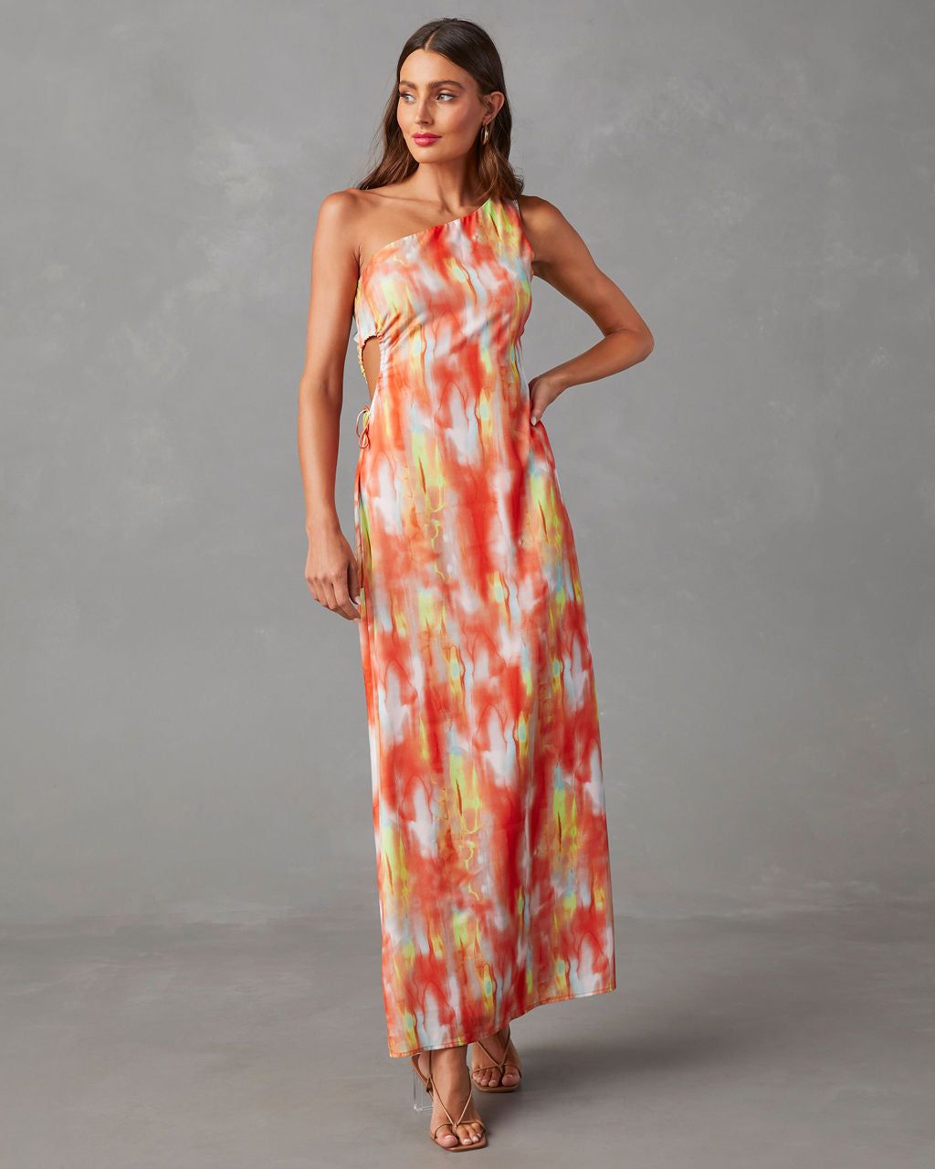 Finest Hour One Shoulder Maxi Dress - Orange/Multi - FINAL SALE sold by Vici product image thumbnail 6