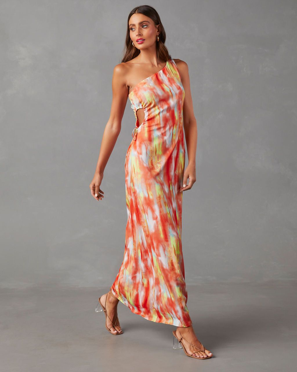 Finest Hour One Shoulder Maxi Dress - Orange/Multi - FINAL SALE sold by Vici product image thumbnail 4