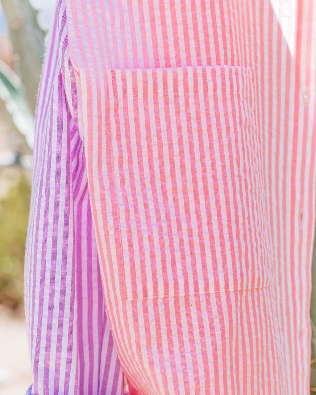 Blakelyn Cotton Blend Striped Colorblock Button Down Top sold by Vici product image thumbnail 4