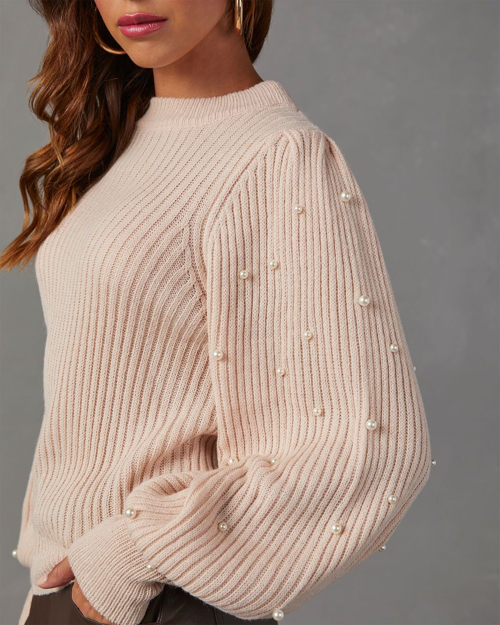 Saira Pearl Embellished Sweater - Beige sold by Vici product image thumbnail 5