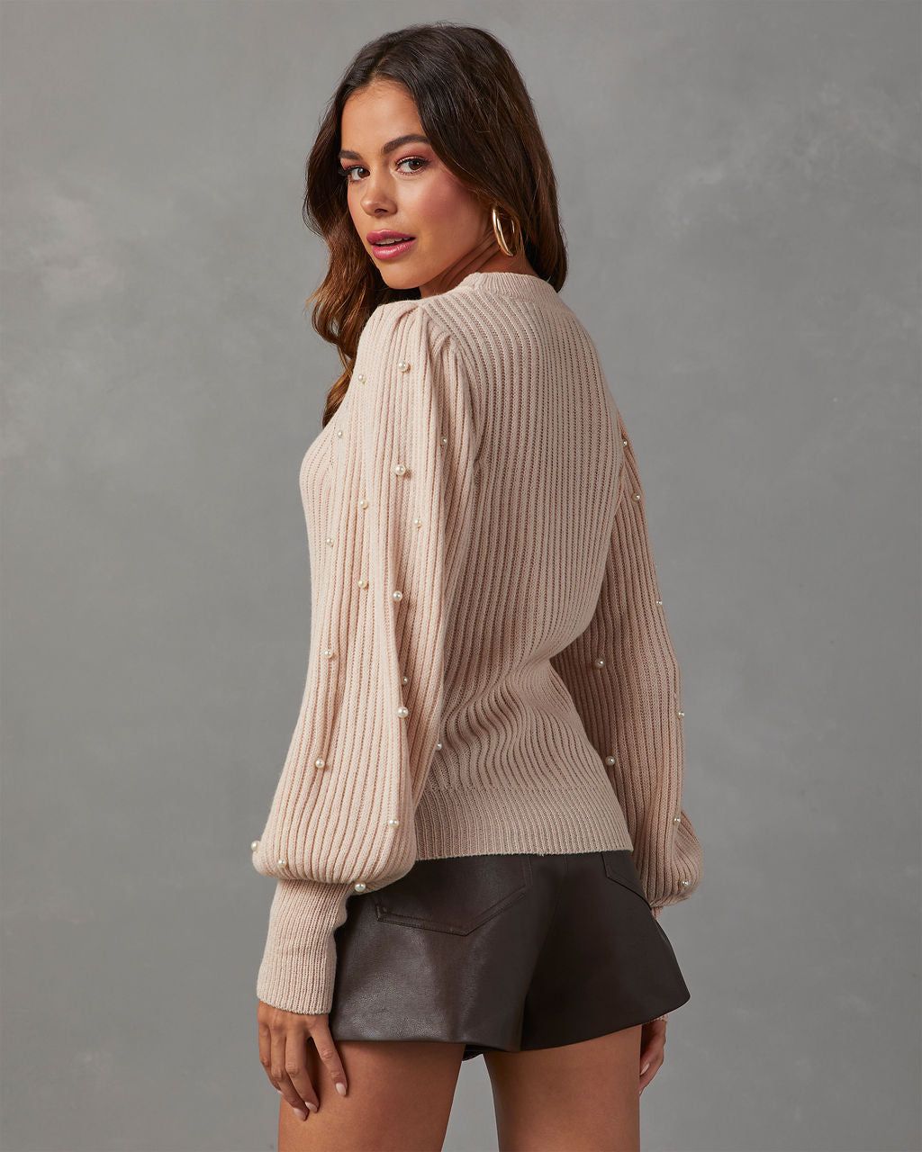 Saira Pearl Embellished Sweater - Beige sold by Vici product image thumbnail 4