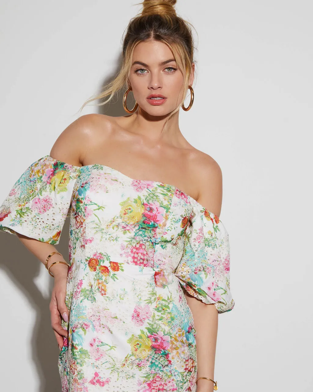 Ariana Off The Shoulder Floral Mini Dress sold by Vici product image thumbnail 4