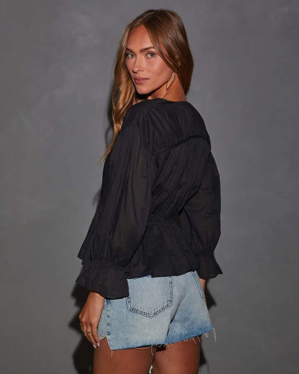 Astrid Bubble Long Sleeve Cinch Waist Top sold by Vici product image thumbnail 4