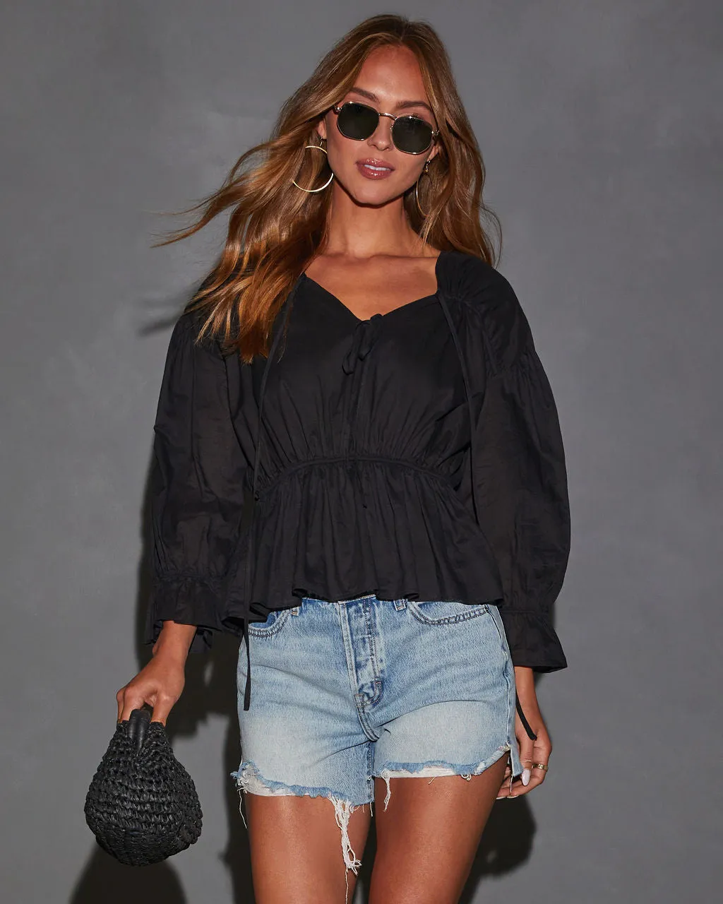 Astrid Bubble Long Sleeve Cinch Waist Top sold by Vici product image thumbnail 5