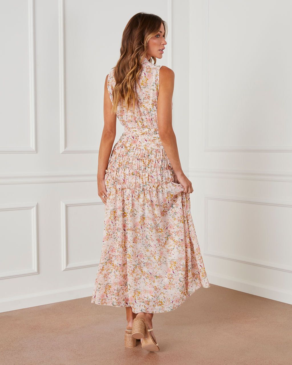 Amerie Tiered Chiffon Floral Maxi Dress sold by Vici product image thumbnail 5
