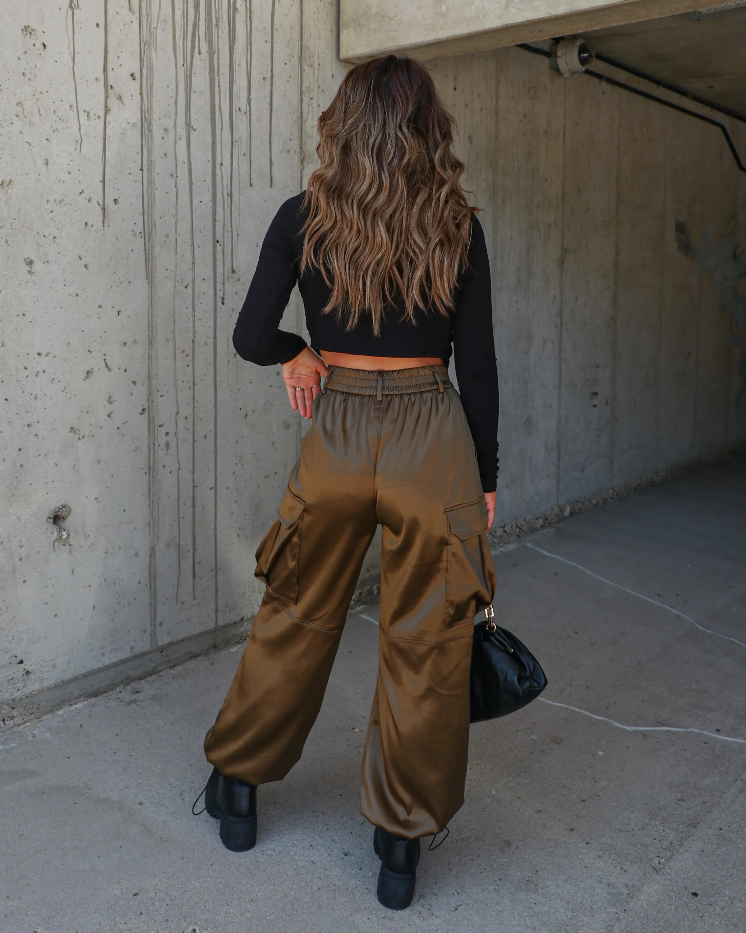 Hustle For It Satin Cargo Parachute Pants sold by Vici product image thumbnail 4