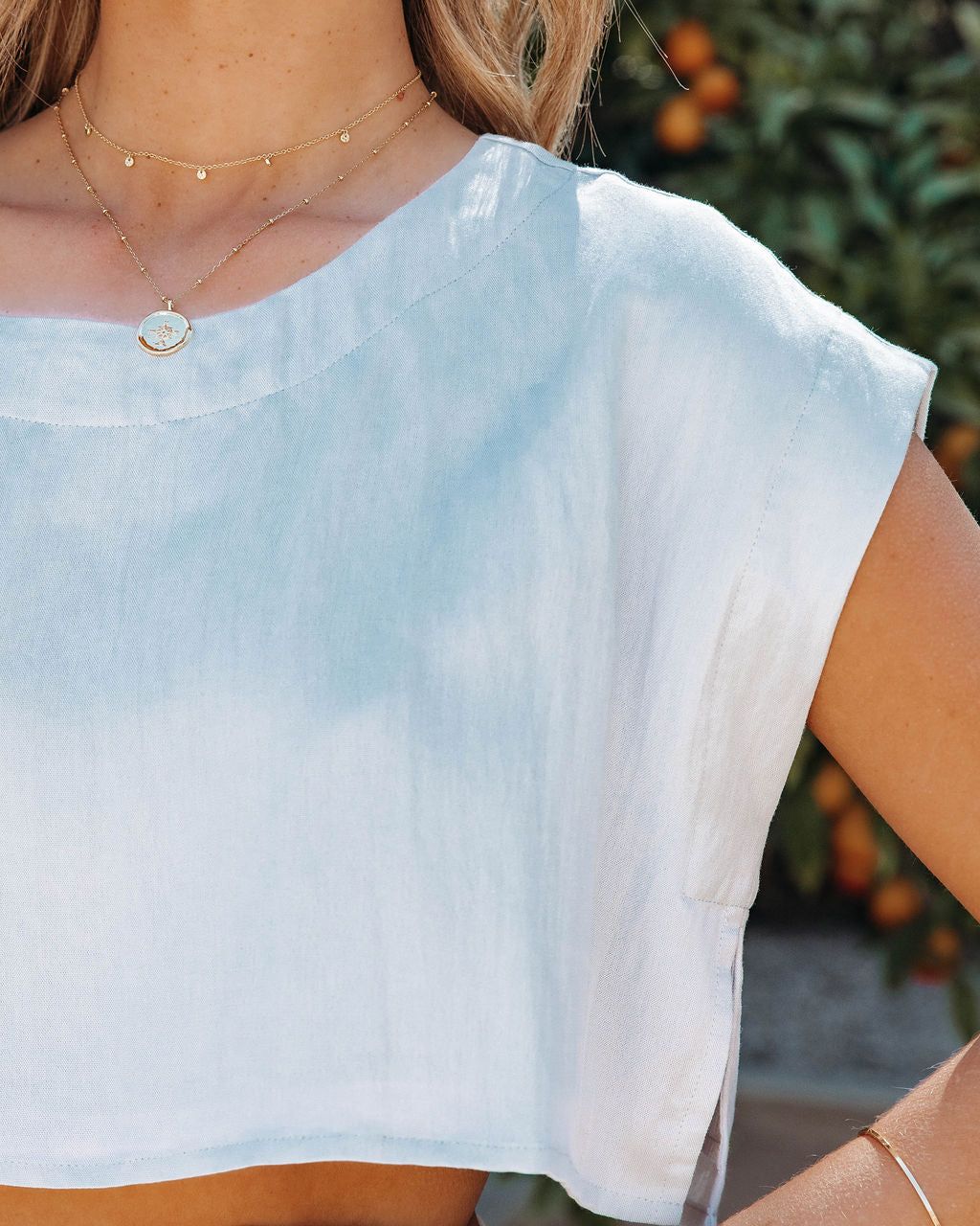 Veronica Woven Crop Top - Blue - FINAL SALE sold by Vici product image thumbnail 4