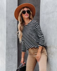 Well Loved Striped Knit Top sold by Vici