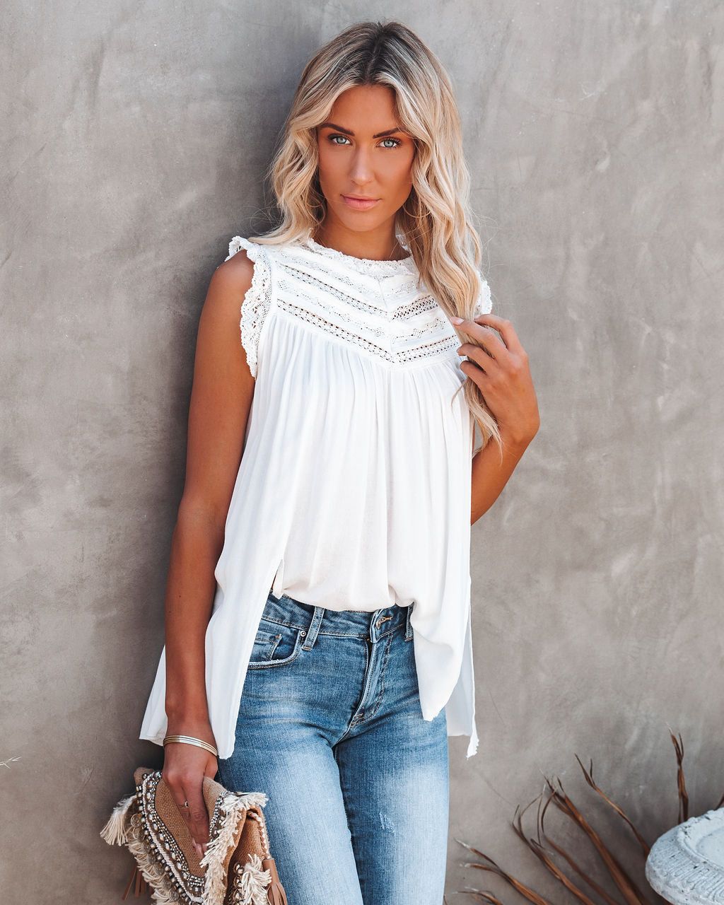 Phara Sleeveless Crochet Lace Top - Ivory - FINAL SALE sold by Vici
