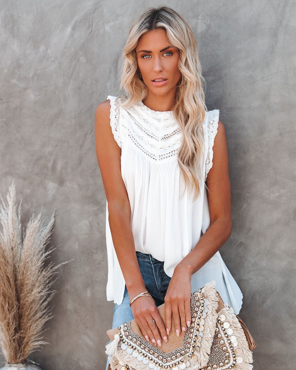 Phara Sleeveless Crochet Lace Top - Ivory - FINAL SALE sold by Vici product image thumbnail 7