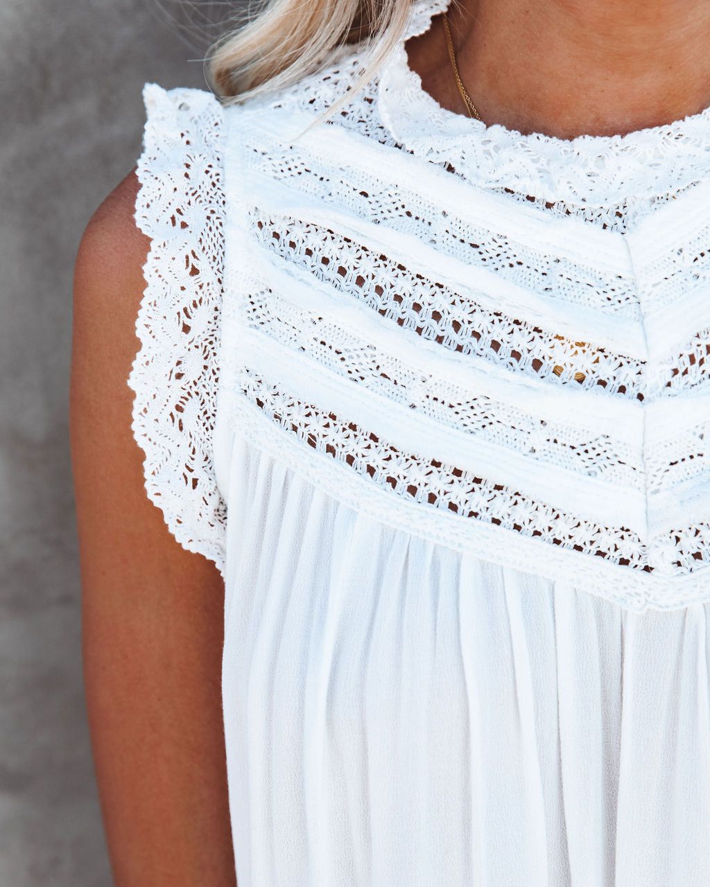 Phara Sleeveless Crochet Lace Top - Ivory - FINAL SALE sold by Vici product image thumbnail 4