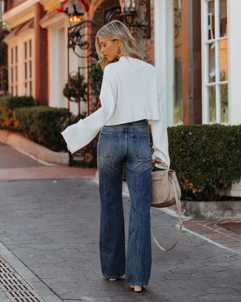 Zed Cropped Ribbed Knit Sweater - Ivory - FINAL SALE sold by Vici product image thumbnail 2