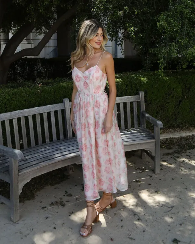 Anastassia Floral Chiffon Midi Dress sold by Vici