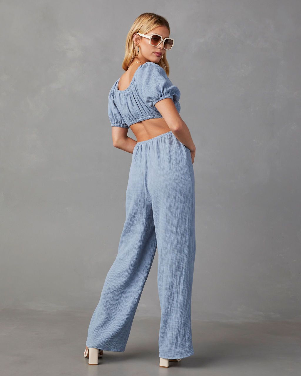 Jhene Cutout Short Sleeve Jumpsuit - Denim - FINAL SALE sold by Vici product image thumbnail 2