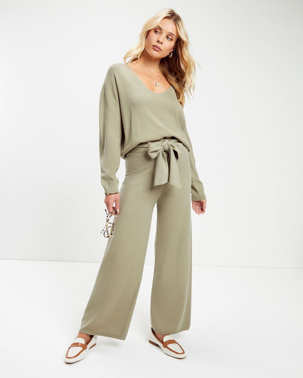 Analia Knit Wide Leg Pants sold by Vici