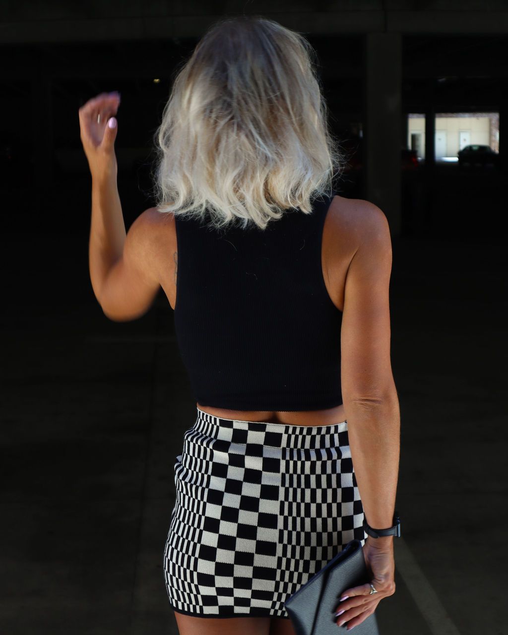 Edith Checkered Knit Mini Skirt sold by Vici product image thumbnail 4