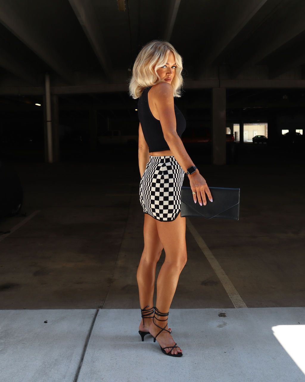 Edith Checkered Knit Mini Skirt sold by Vici product image thumbnail 3