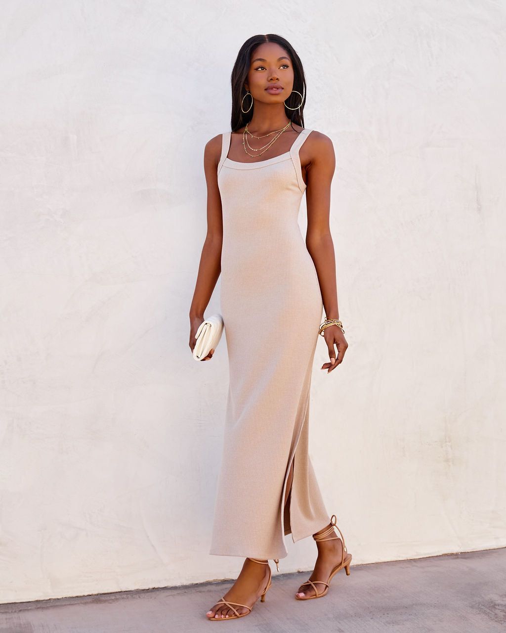 Eden Ribbed Midi Dress - Taupe - FINAL SALE sold by Vici product image thumbnail 6