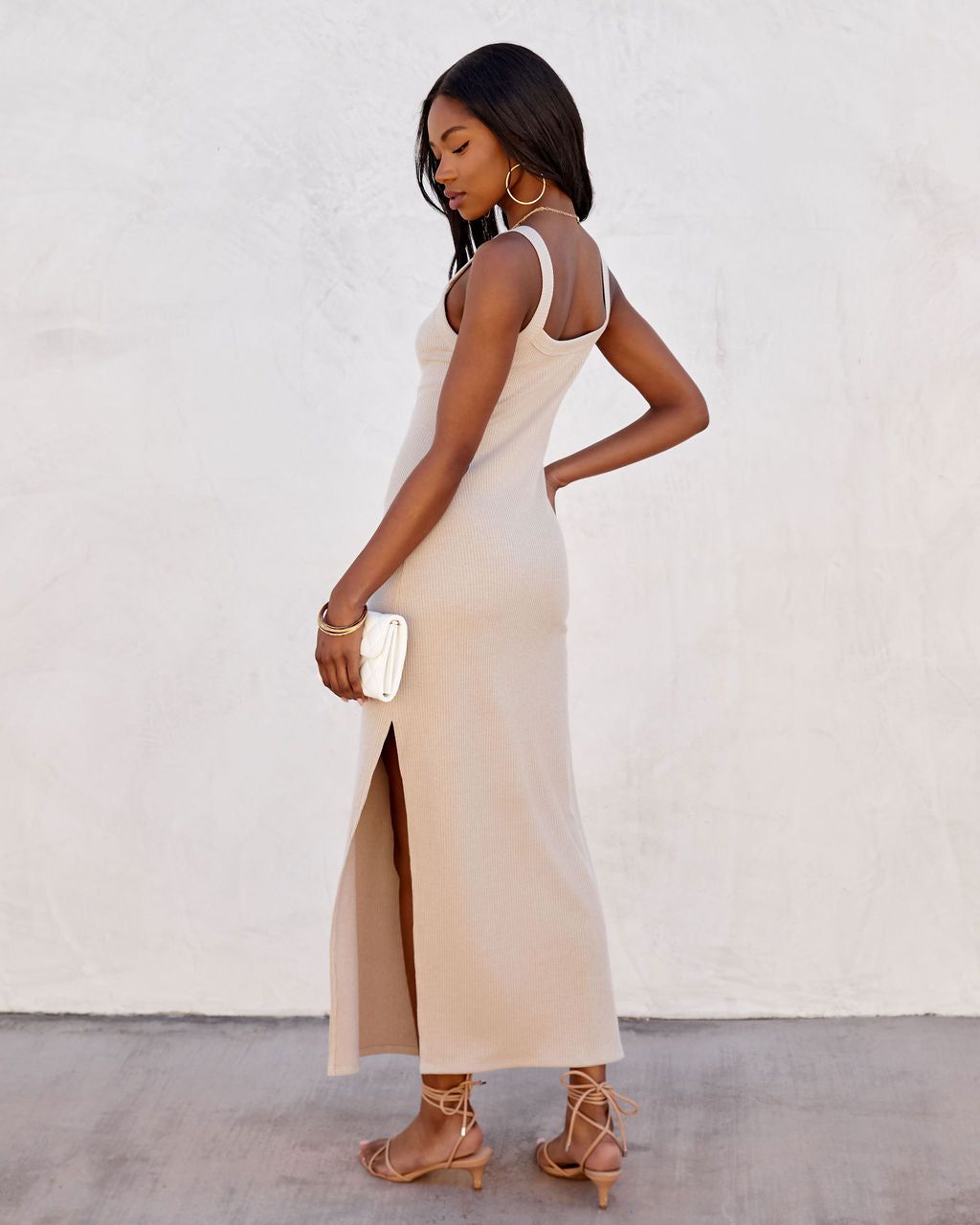 Eden Ribbed Midi Dress - Taupe - FINAL SALE sold by Vici product image thumbnail 4