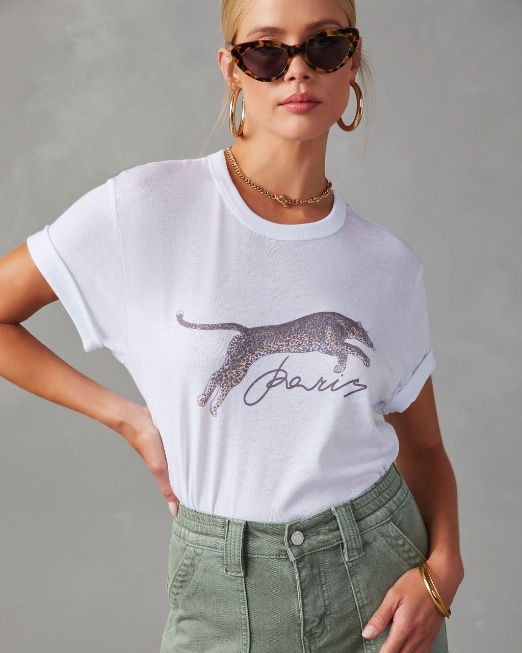 Paris Cheetah Graphic Tee - White - SALE sold by Vici product image thumbnail 6
