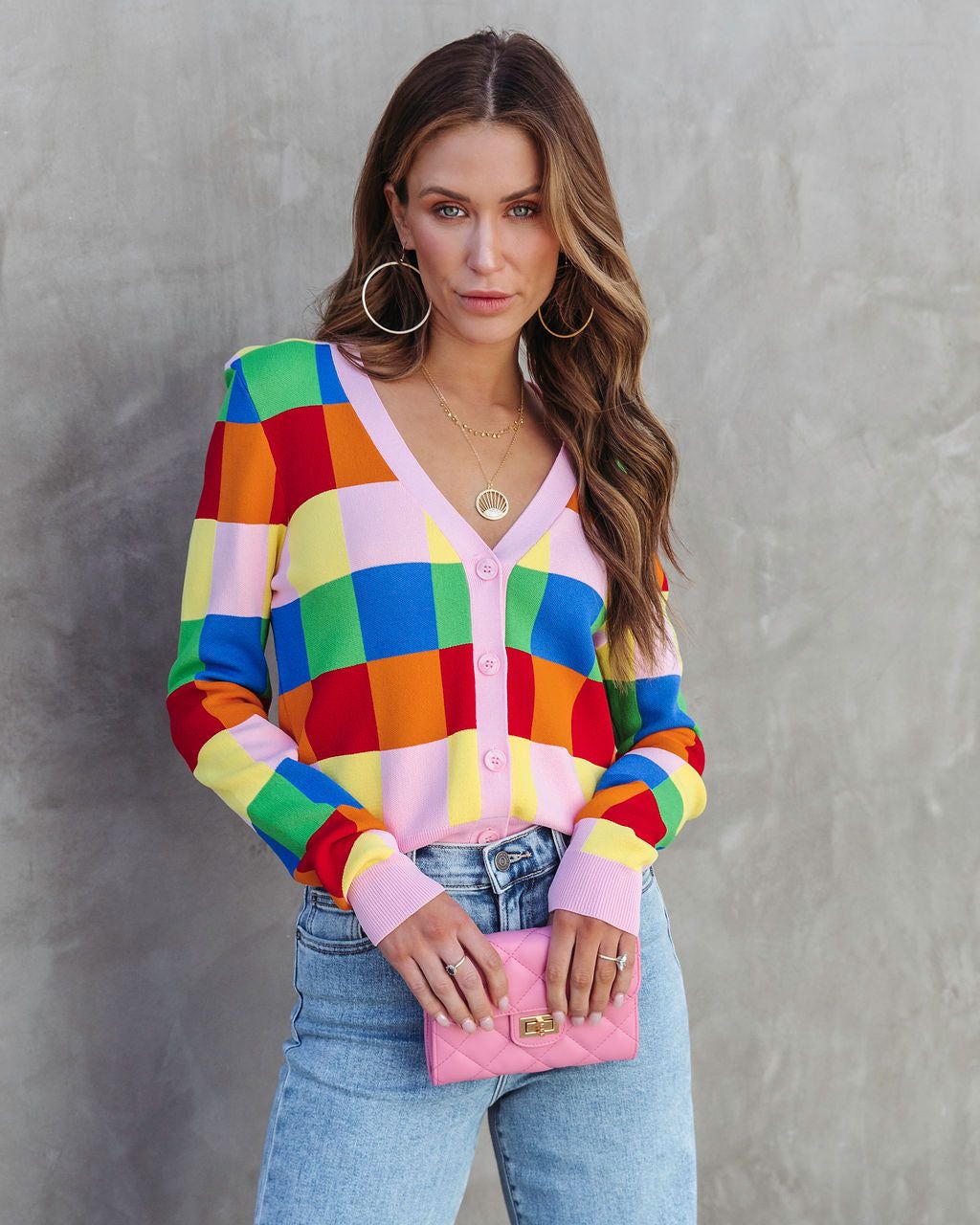 Full Of Dreams Knit Checkered Button Front Cardigan - FINAL SALE sold by Vici product image thumbnail 7