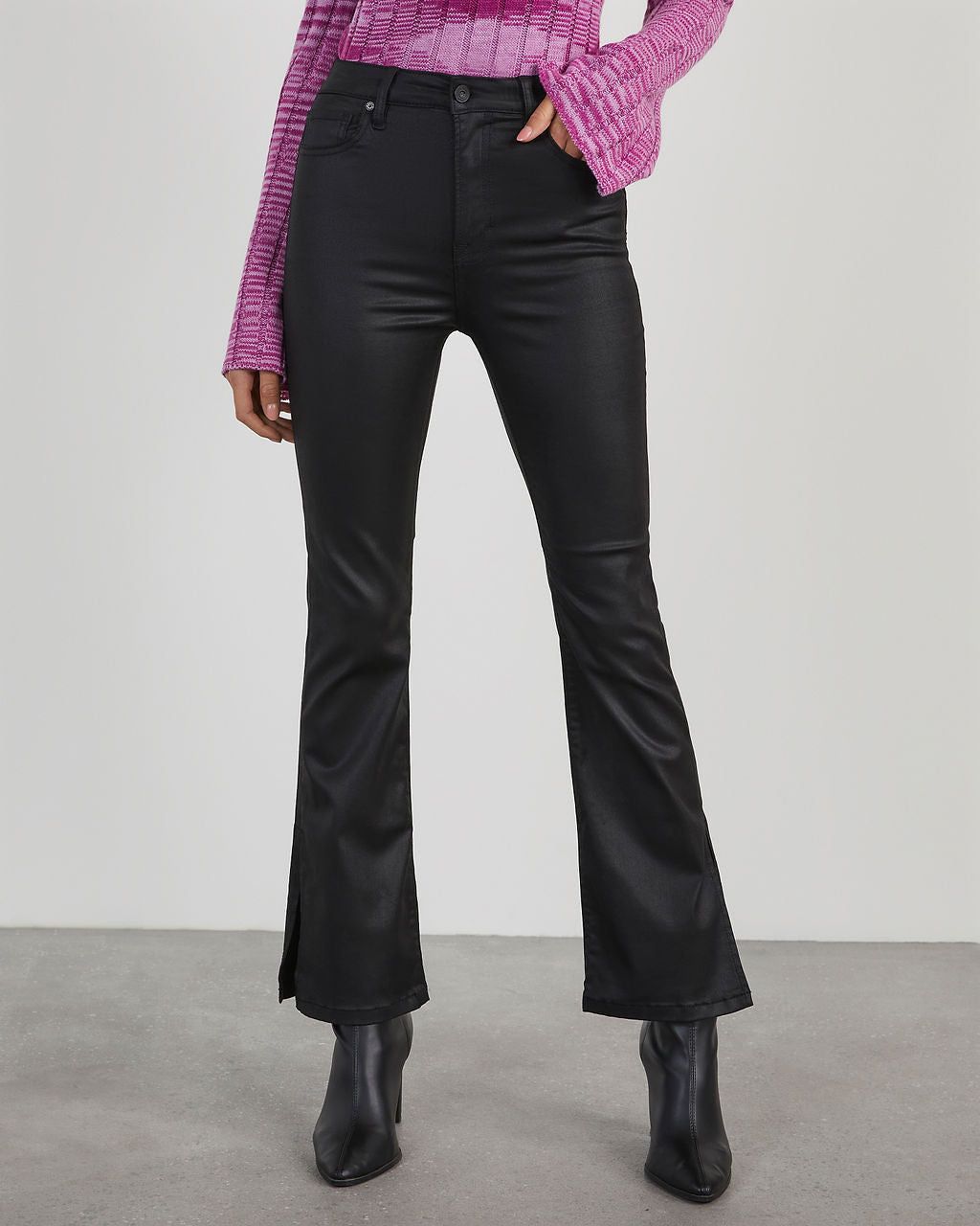 Wednesday High Rise Coated Bootcut Pants sold by Vici product image thumbnail 2