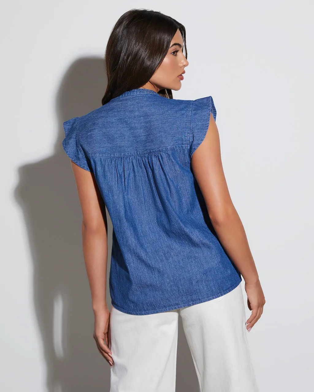 Ajay Denim Short Sleeve Blouse sold by Vici product image thumbnail 4