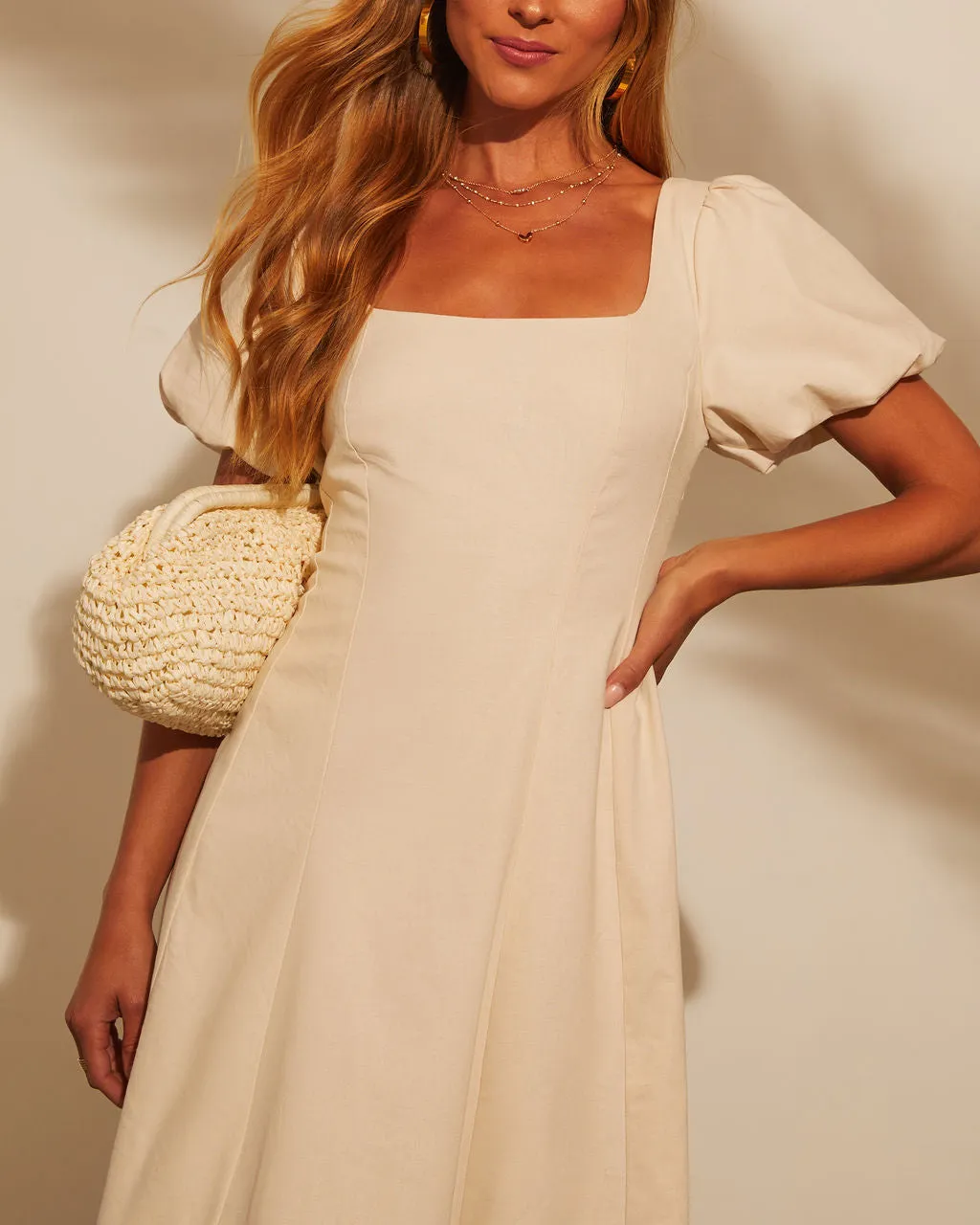 Ilaria Puff Sleeve Midi Dress sold by Vici product image thumbnail 5