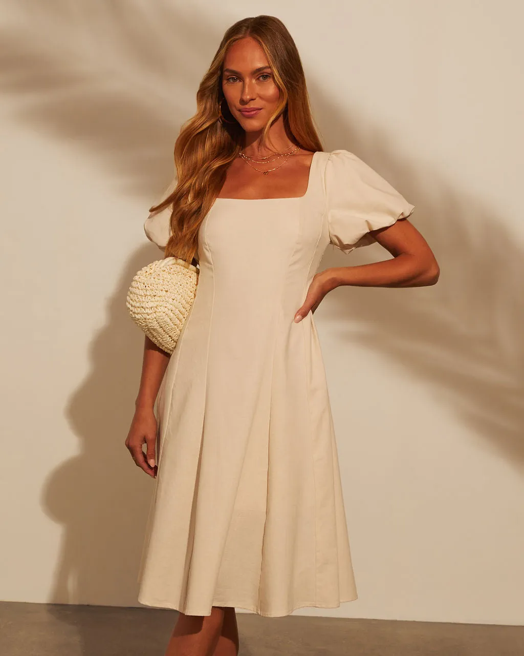 Ilaria Puff Sleeve Midi Dress sold by Vici product image thumbnail 4